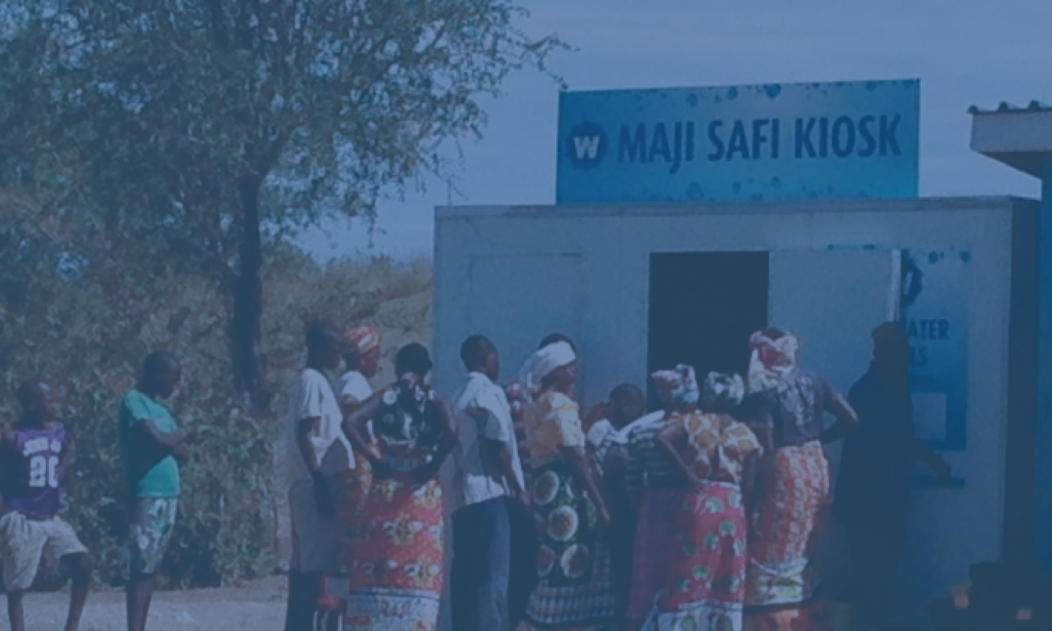 Maji Safi safe water kiosk building in Kenya. Kiosk provides safe water to the local community using the SkyHydrant ultra-filtration technology.